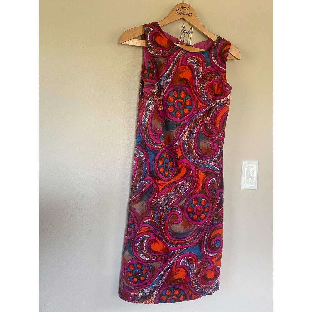 Vintage 60s 70s Charlotta of California dress Sz 10 mod abstract psychedelic